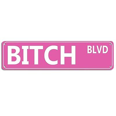 Retro Pink Tin Metal Sign - BITCH BLVD - Bold Statement Decor for Home, Bar, or Dorm - 16x4 Inches - Unique Gift Idea for Friends(B71)