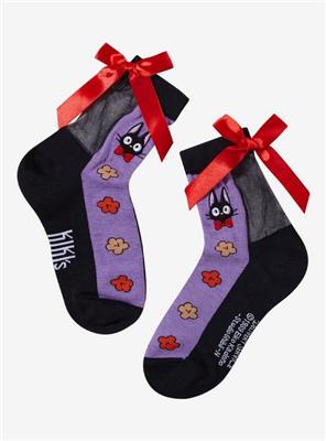 Studio Ghibli® Kikis Delivery Service Jiji Bow Mesh Ankle Socks | Hot Topic