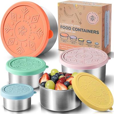 Amazon.com: Stainless Steel Containers with Lids, Leakproof Stainless Steel Food Storage Containers, Nesting Stainless Steel Snack Containers For Kids