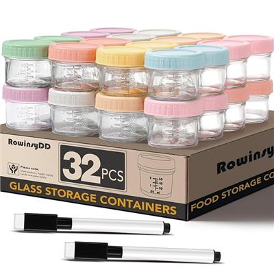 Amazon.com : RowinsyDD 32-Pack Leakproof 4oz Glass Baby Food Jars With Lids - BPA Free, Freezer & Microwave Safe : Baby