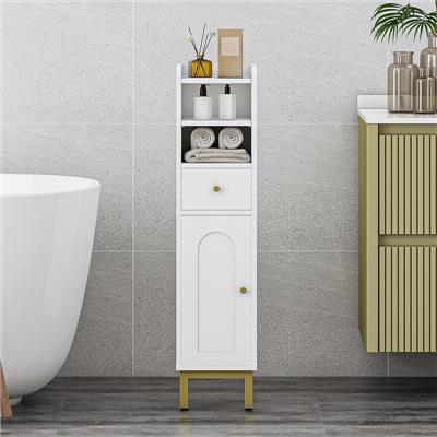 Narrow Toilet Paper Cabinet with Adjustable Shelves Bathroom Organizer - 7.9D x 7.9W x 33.5H