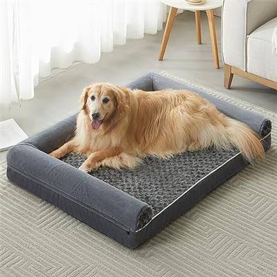 BFPETHOME Washable Dog Beds for Large Dogs, Orthopedic Dog Bed Large, Big Dog Couch Bed with Removable Washable Cover, Waterproof Lining and Nonskid B
