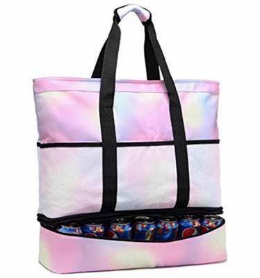 JIANYA Beach Bag Women Waterproof Sandproof Beach Tote Bags with Cooler Top Zipper Large Totes for Beach Pool Travel Daily