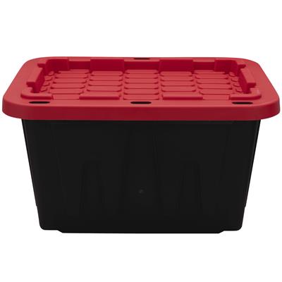 Hyper Tough 12 Gallon Snap Lid Stackable Plastic Storage Bin, Black/Red - Walmart.com
