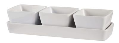 CANVAS Porcelain Reusable Serving Tray with Bowls, White, 12-in, 3-pk, for Christmas/Thanksgiving/Ne