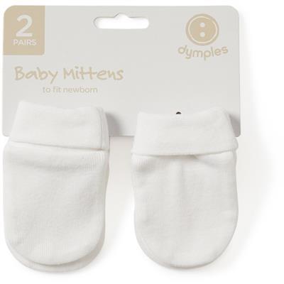 Dymples Baby Mittens 2 Pack - White | BIG W