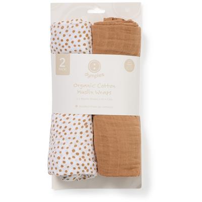 Dymples Cotton Print Muslin Wraps 2 Pack - Natural | BIG W