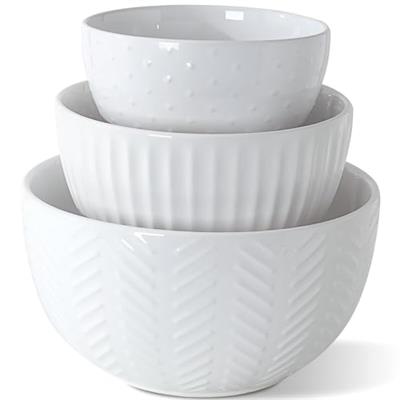 HAPPY KIT Ceramic Mixing Bowls Set, Nesting Bowls Set For Kitchen,Large 5/3/1.5 Quart Bowl Set of 3, Prep Serving Bowl for Baking and Mixing Salad,Ove