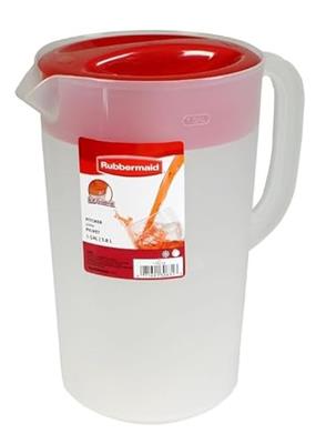 Rubbermaid Pitcher Classic 1 Gallon Clear Base, Red Lid