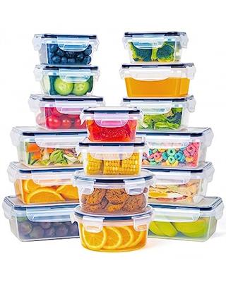 FOOYOO 32 Piece Food Storage Container with Lids (16 Containers + 16 Lids) - Plastic Food Airtight Leak Proof Snap Lock Lids, BPA Free Storage Contain