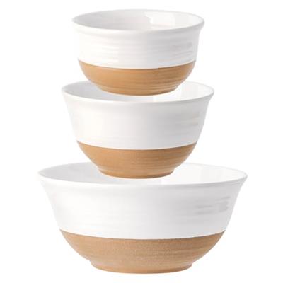 Tikooere Ceramic Bowls Set, Large Mixing Bowls Set of 3 for Cooking, Baking, Prepping, Nesting, Stoneware Serving Bread Bowls for Kitchen, 2.1/1.0/0.5