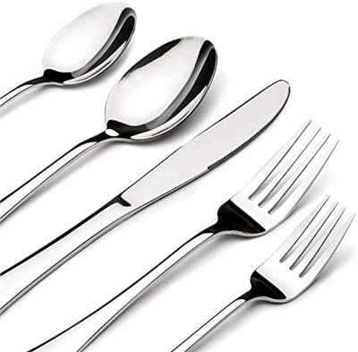 60 Piece Silverware Set for 12, Heavy Duty Stainless Steel Flatware Utensils Cutlery Set Including Steak Knife Fork and Spoon, Dishwasher Safe, Gift P