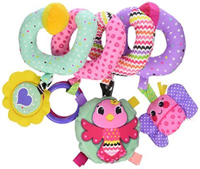 Infantino Stretch & Spiral Activity Toy - Textured Play Activity Toy for Sensory Exploration and Engagement, Ages 0 and Up, Pink Farm, 1 Count (Pack o