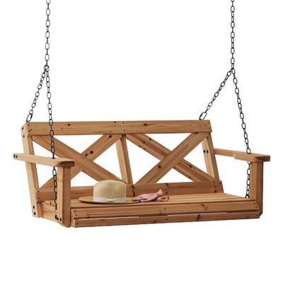 Backyard Discovery 2-person Light Brown Wood Outdoor Swing in the Porch Swings & Gliders department at Lowes.com