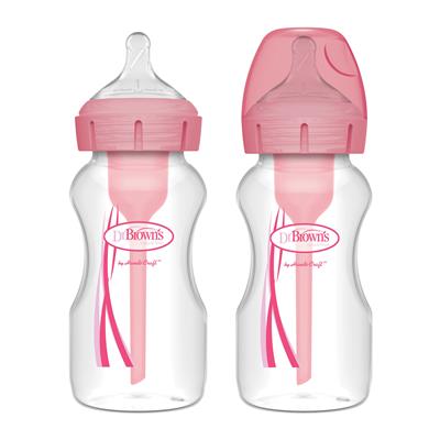 Dr. Browns 9 oz Options   Wide-Neck Bottles Pink 2-Pack