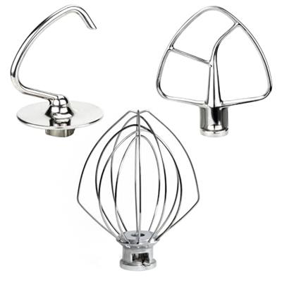 Funmit Mixers Accessories Stainless Steel Attachments Replacement for Kitchen-aid Mixers, K45WW Wire Whip, K45DH Dough Hook, K45B Coated Flat Blade Pa
