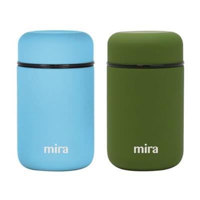 MIRA 2 Pack Insulated Food Jar Thermos for Hot Food & Soup, Compact Stainless Steel Vacuum Lunch Container, 13.5 oz, Pearl Blue, Olive Green