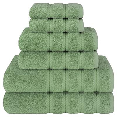 American Soft Linen Luxury 6 Piece Towel Set, 2 Bath Towels 2 Hand Towels 2 Washcloths, 100% Cotton Turkish Towels for Bathroom, Sage Green Towel Sets