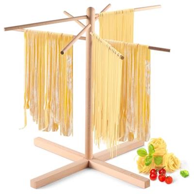 iSiLER Natural Beech Wood Pasta Drying Rack with 8 Branches, Easy to Transfer for Drying Pasta and Spaghetti, Special Suspension Design for Storage