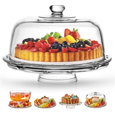 Versatile 6-in-1 Glass Cake Dome