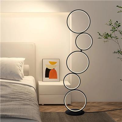 LED Modern Dimmable Floor Lamp, 3 Way Bright Corner Stand lamp with 5-Ring for Living Room