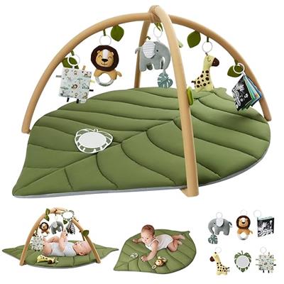 Amazon.com : Blissful Diary Baby Play Gym & Activity Mat, Oversize Leaf Shaped Baby Play Mat w 6 Detachable Toys, Tummy Time Mat Promote Motor Skills