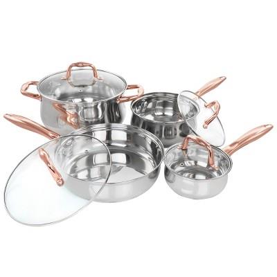 Gibson Home Bransonville 8 Piece Stainless Steel Cookware Set In Chrome And Bronze : Target