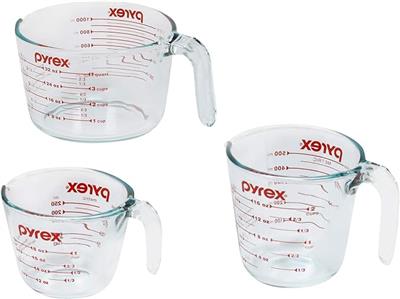 Amazon.com: Pyrex Glass Measuring Cup Set (3-Piece, Microwave and Oven Safe),Clear: Home & Kitchen