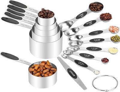 Amazon.com: Measuring Cups and Spoons Set, 13-Piece Stainless Steel Measuring Cup and Magnetic Measuring Spoon Set, Stackable Kitchen Tools and Used f