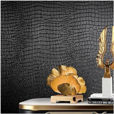 Black Peel and Stick Wallpaper, 15.7 X 118 Crocodile Wallpaper Embossed Easy Peel off Wallpaper Self Adhesive Removable Contact Paper Textured Wallp