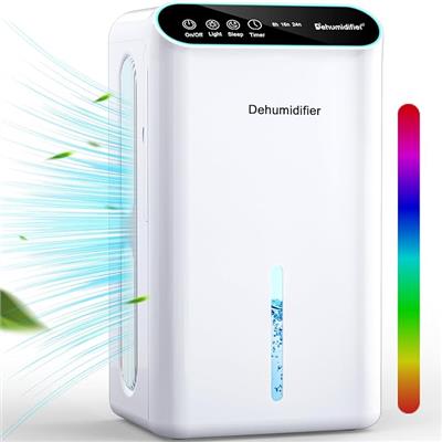 Amazon.com - Dehumidifiers for Home, Up to 800 Sq.ft, 86oz Water Tank, Dehumidifiers for Bedroom with Essential Oil Diffuser, 7 Color LED Light, 24H T