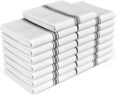 Amazon.com: Zeppoli Classic Dish Towels - 15 Pack - 14 by 25 - 100% Cotton Kitchen Towels - Reusable Bulk Cleaning Cloths - Black and White Hand Towe