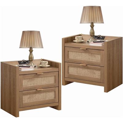 SICOTAS Farmhouse Set of 2 Nightstand with Charging Station and 2-Drawers