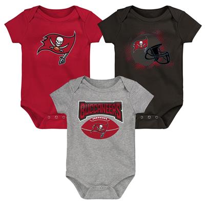 Tampa Bay Buccaneers Newborn & Infant Game On Three-Piece - Bodysuit Set - Red/Pewter/Heathered Gray