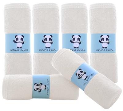 HIPHOP PANDA Baby Washcloths, Rayon Made from Bamboo - 2 Layer Ultra Soft Absorbent Newborn Bath Face Towel - Reusable Baby Wipes for Delicate Skin -