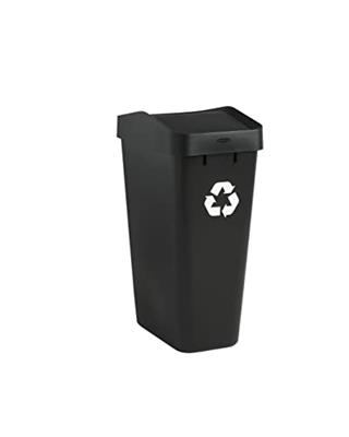 Rubbermaid Swing Top Recycling Container for Home and Kitchen, Easy Access Disposal and Slim Modern Recycle Bin with Lid, 12.2 Gallon Capacity, Black