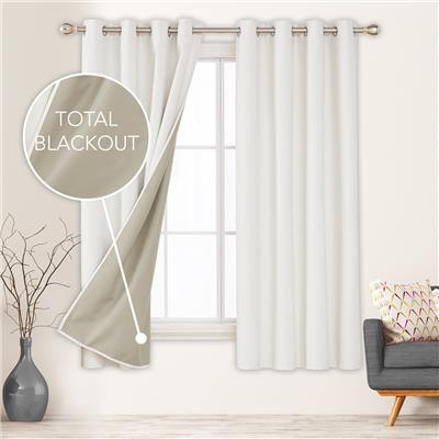Deconovo Faux Linen Total Blackout Grommet Curtain (2 Panels)