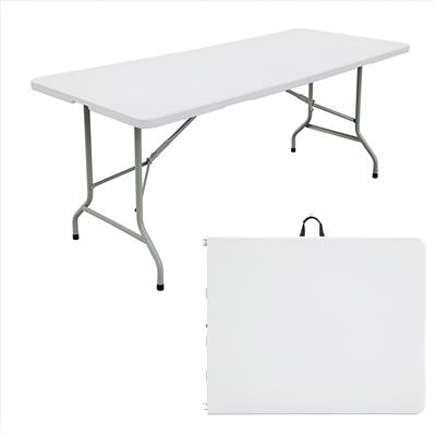 6ft Plastic Rectangle Folding Table, White