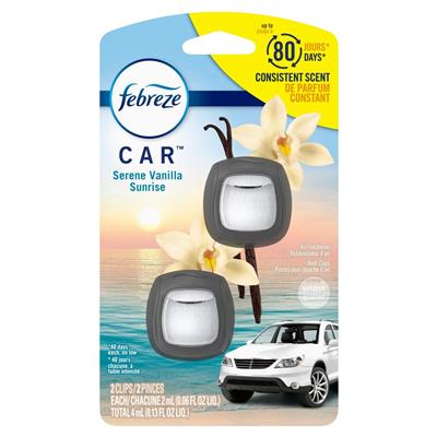Febreze Car Vanilla Sunrise Vent Clip Air Freshener, 2-pk