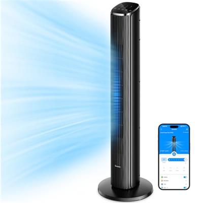 GoveeLife 36 Inch Tower Fan for Bedroom, Smart Oscillating Floor Fans with Temperature Sensor, App & Voice Remote, 5 Modes 8 Speeds up to 25ft/s, 24H