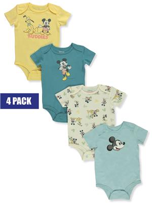 Disney Mickey Mouse Baby Boys 4-Pack Bodysuits