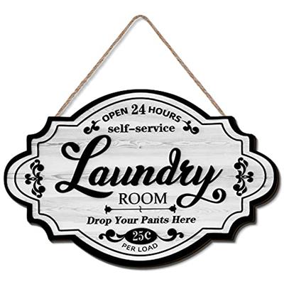 Jetec Vintage Laundry Room Decorative Wall Sign Laundry Room Decor Home Family Decorative Sign Inspirational Motto for Laundry Room, Bathroom, and Hom