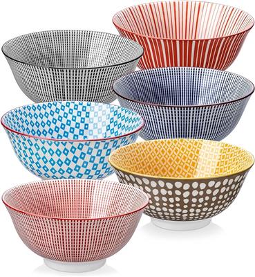 vancasso Ceramic Cereal Bowls, Colorful Salad Bowl, 720ml Stackable Soup Bowls, Chip & Crack Resistant Bowl Set of 6, Japanese Style : Amazon.co.uk: H