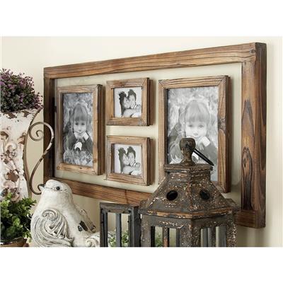 Brown Wood 4 Slot Wall Photo Frame with Wood Frame