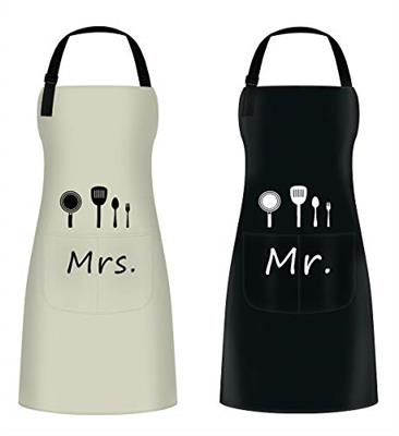 ETLEE Mr. & Mrs. Couple Aprons Set（2PCS） Adjustable Kitchen Cooking Bib Apron Wedding Anniversary Engagement Bridal Shower Gift For Couples and Newlyw