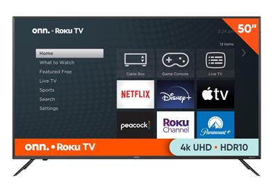 onn. 50” Class 4K UHD (2160P) LED Roku Smart Television HDR (100012585) - Walmart.com