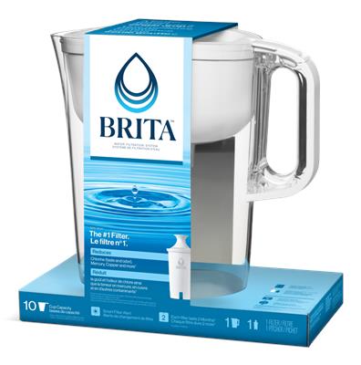 Brita Huron Bright Water Pitcher, 10-Cup, White