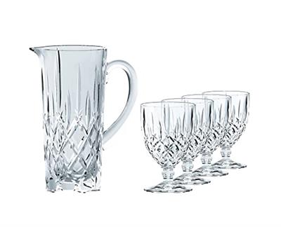 Nachtmann Noblesse Pitcher and Glasses Set | 5 Piece Set Includes 1 Pitcher and 4 All Purpose Glasses | Made of Clear Crystal Glass | Dishwasher Safe
