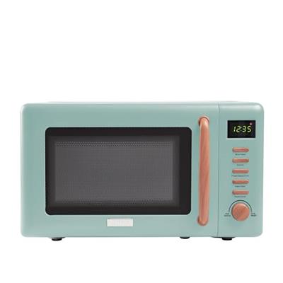Haden Dorchester Green Microwave Oven - 20L 800W Microwave, Digital Controls, 5 Power Levels - Ideal Countertop Microwave with Wood Effect Finish, Sma