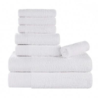 Rayon From Bamboo Cotton Blend Hypoallergenic Solid 8 Piece Bathroom Towel Set, White - Blue Nile Mills : Target